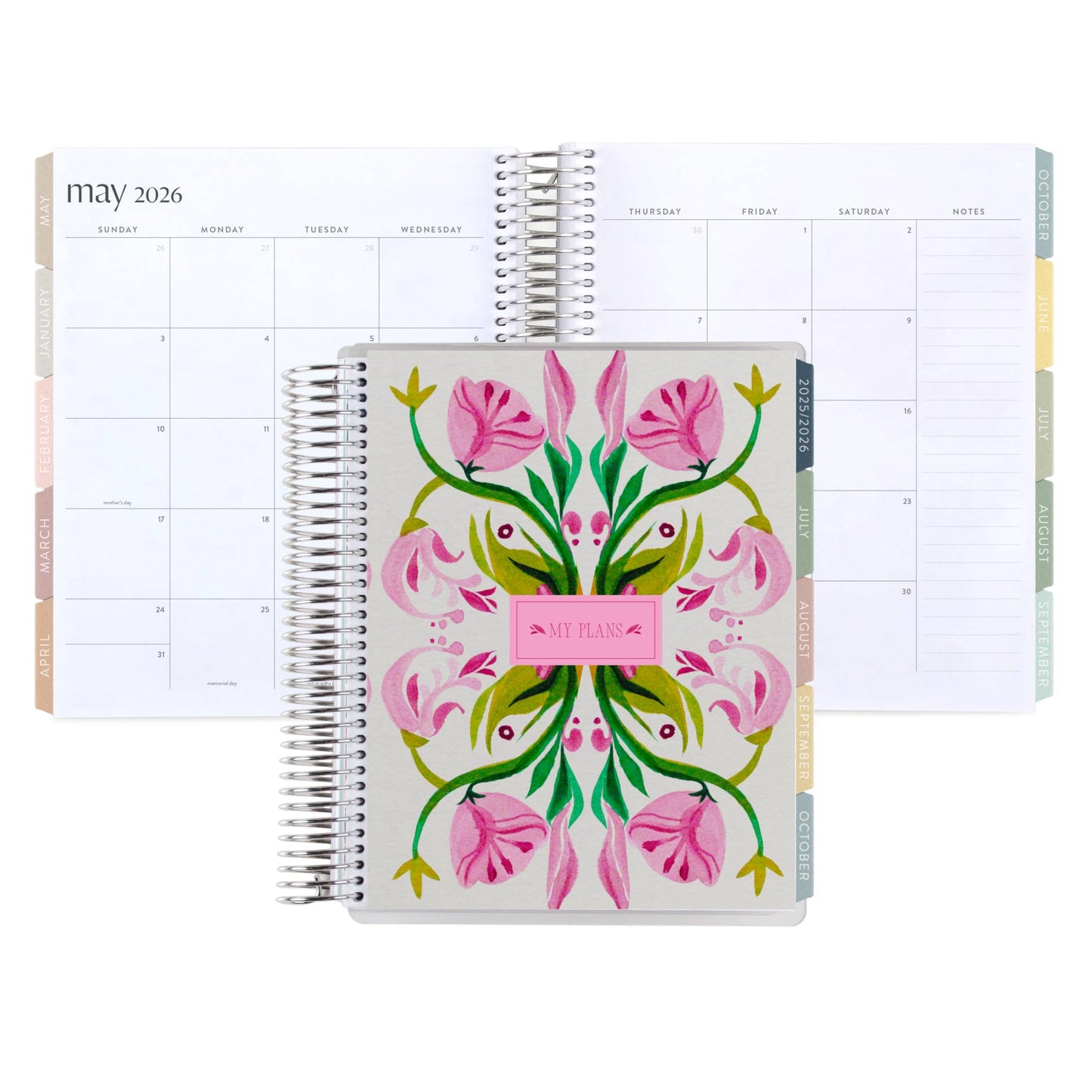 Monthly Planner -Tulipscape cover, Pastel Minimal theme
