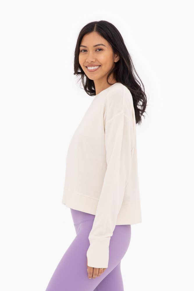 Organic Cotton Blend Crew Neck: NATURAL