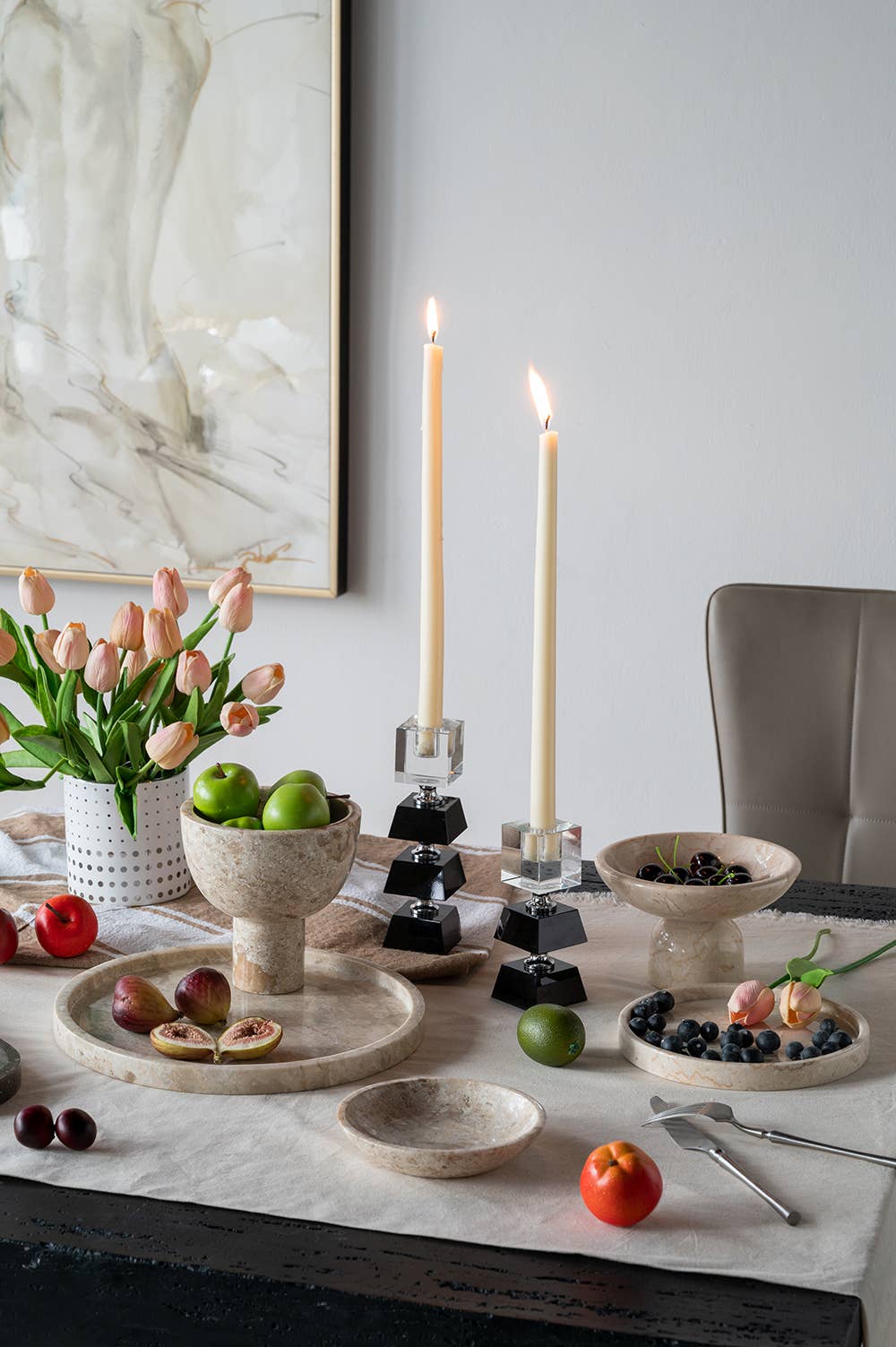 Marble Elegance Pedestal Bowl:  7x7x4"