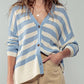 Cozy and Free Striped Cardigan: TAUPE/BLACK