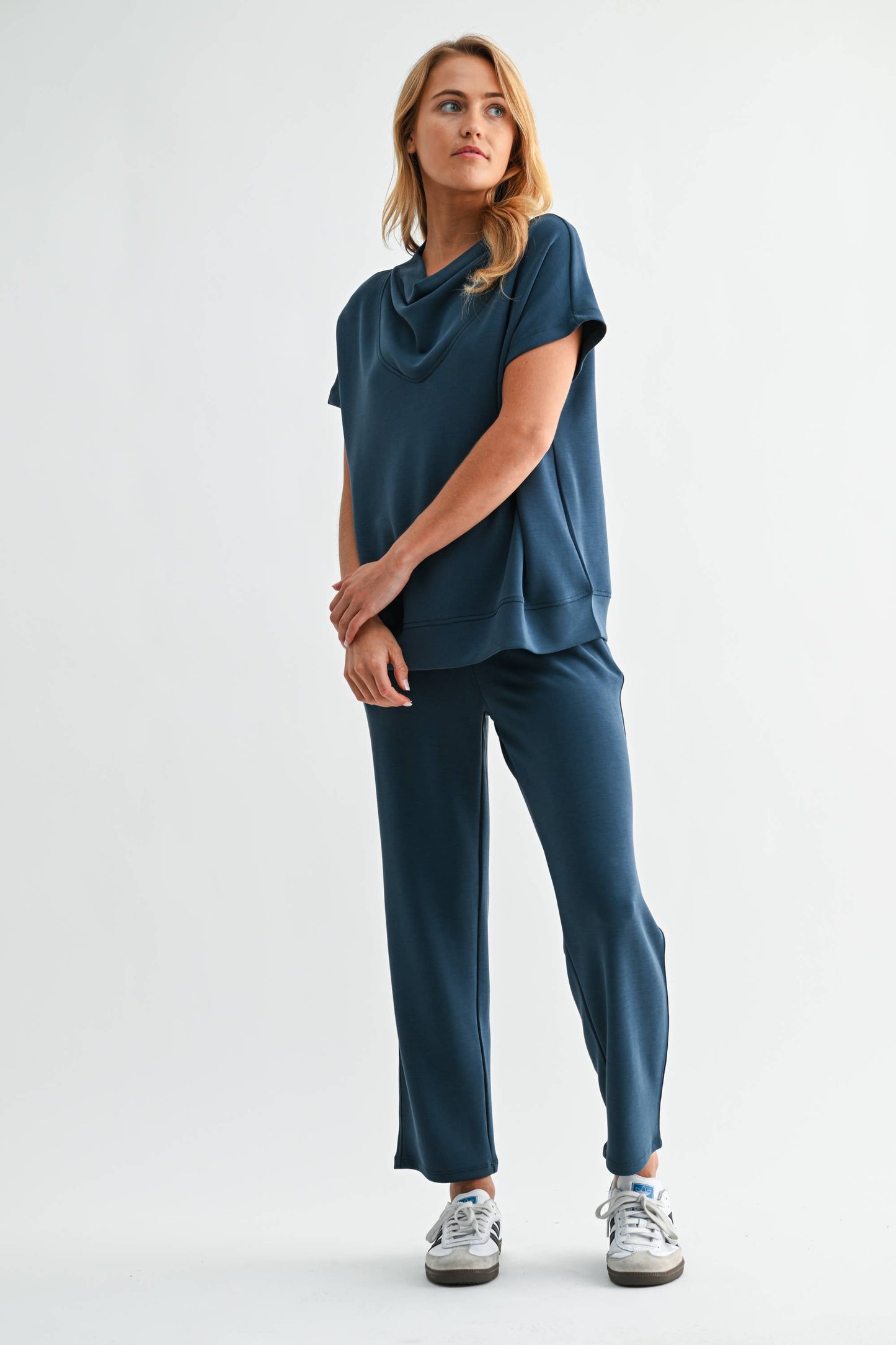 Laguna Cowl Neck Top: BURNT AMBER