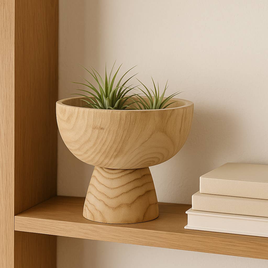Sagebrook Home - Bowl - Brown Paulownia Wood with Pedestal Base, 8 in.