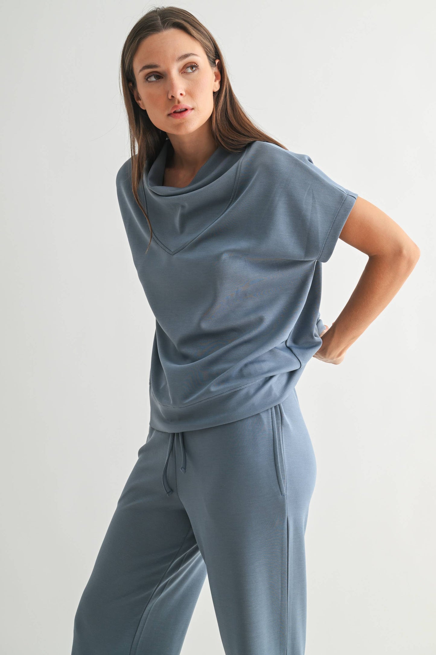 Laguna Cowl Neck Top: DENIM