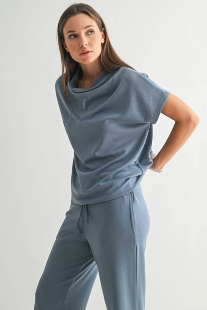 Laguna Cowl Neck Top: DENIM