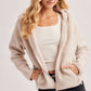 Bluivy - SOFT SHERPA FLEECE ZIPPER FRONT HOODIE JACKET: WINE / M