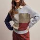 Forte - Colorblock Mixed Stripe Knit Sweater FSW0099: Blue Multi / Contemporary / S