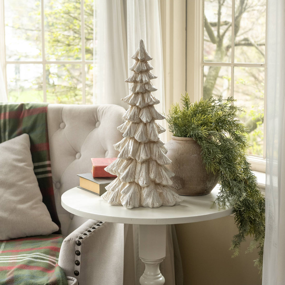 Ragon House - 18" GLITTERED CREAM TREE