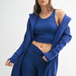 Open Front Longline Hoodie Cardigan: BLUE DEPTH