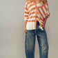 Cozy and Free Striped Cardigan: BURNT SIENNA/CREAM