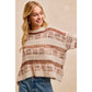 BiBi - VINTAGE SOFT CHECK PATTERN CHUNKY KNIT SWEATER: MOCHA MULTI / L
