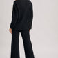 Textured Knit Top & Pants Set: BLACK