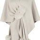NINEXIS - CWOCAS0052_SOLID COLOR WOOL BALL CAPE KNITTED SHAWL: BLACK / (OS) 1