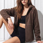 Bluivy - SOFT SHERPA FLEECE ZIPPER FRONT HOODIE JACKET: WINE / M