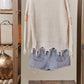 V Neck Distressed Hem Sweater with Pumpkin Patch