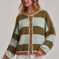 BON - WIDE STRIPE EVERYDAY COZY FALL SWEATER CARDIGAN_JLT00445-01: BLUE/BROWN / S-M-L(2-2-2)