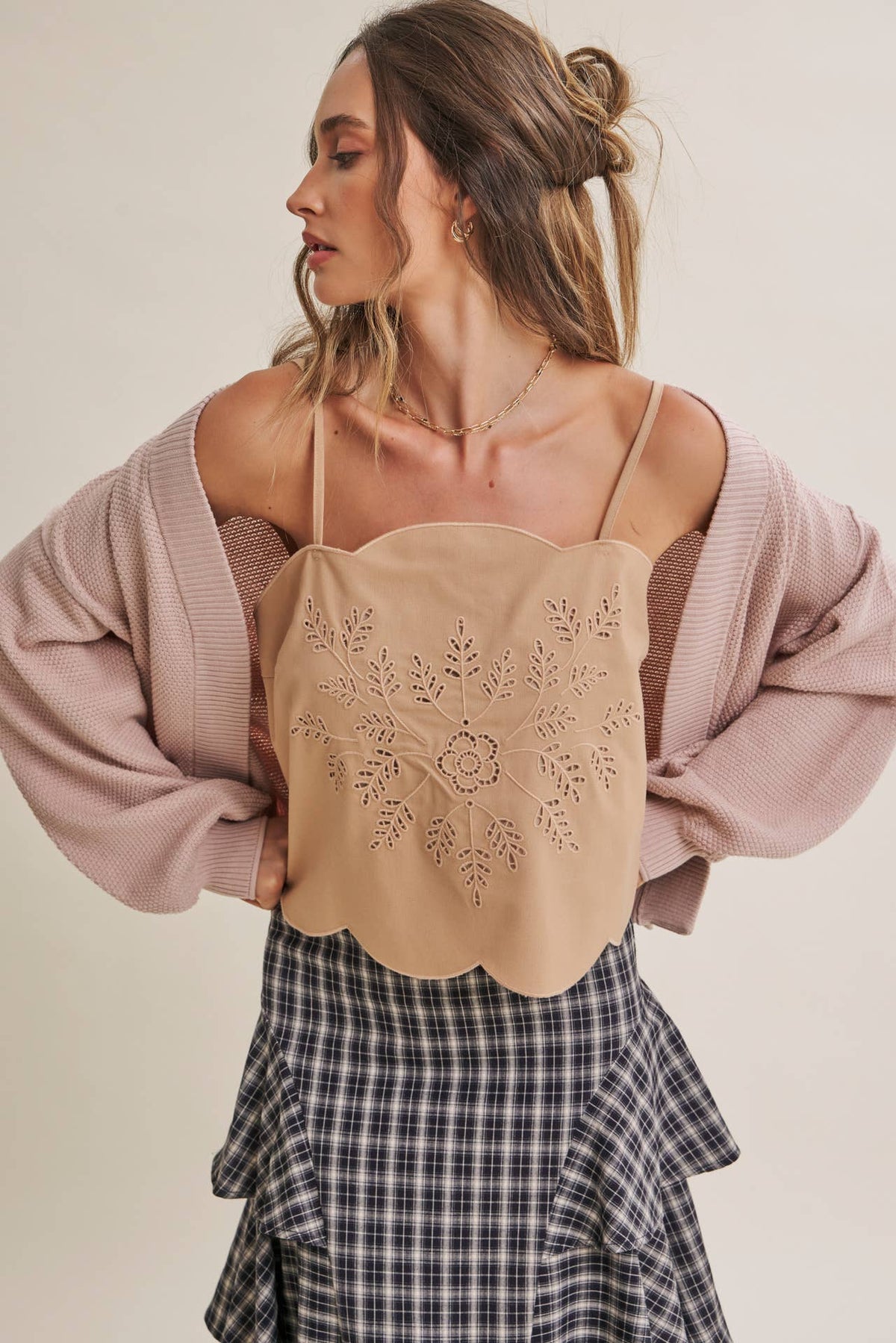 in february - EVERYDAY ESEENTIAL EASY LAYERING BALLOON SLV WAFFLE CARDIGAN: ROSEWOOD / M