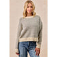 BiBi - TWO TONE STRIPED SWEATER TOP: CHARCOAL / L