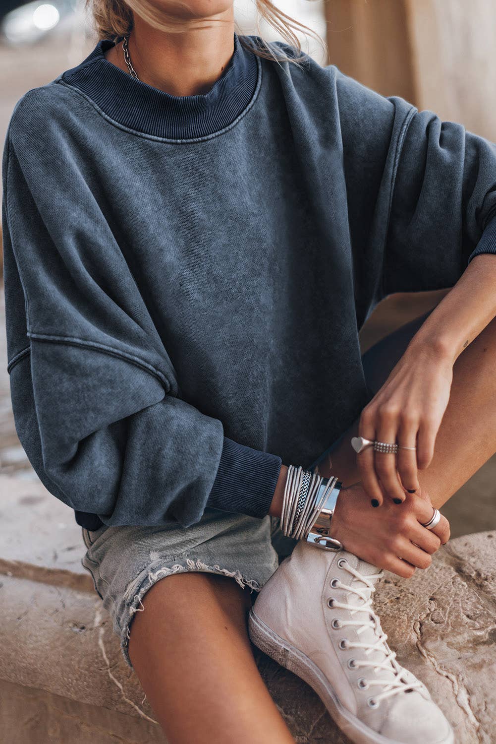 Lovesoft - Customized Drop Shoulder Crew Neck Pullover Sweatshirt: Orange / 75%Polyester+25%Cotton / S