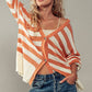 Cozy and Free Striped Cardigan: BURNT SIENNA/CREAM