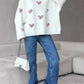 Ladies Color Block Heart Pullover Sweater: GREY