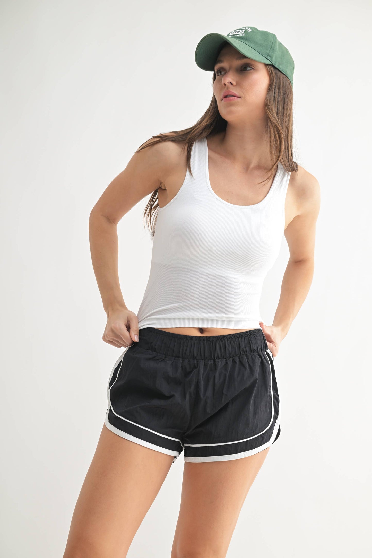 Classic Seamless Ribbed Tank Top: BLACK
