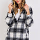 Classic Plaid Hooded Shacket: IVORY/BLACK