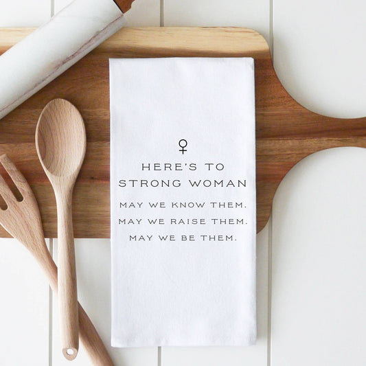 Strong Woman Tea Towel: White • 100% Cotton