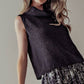 Sleeveless Cowl Neck Crochet Top: CREAM