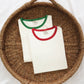 OAT COLLECTIVE - PREMIUM BASIC Ringer top: NATURAL/GREEN / S
