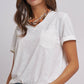 Urban Daizy - Rolled Sleeve V-Neck Pocket Tee: IVORY / S-2/M-2/L-2
