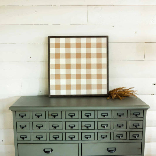 Buffalo Plaid | Burnt Orange: Dark Brown Frame / 24 inches x 24 inches