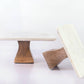 White Marble Square Cake Plate W/Mango Wood Base- Medium