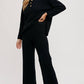 Textured Knit Top & Pants Set: BLACK