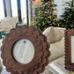 Devanie At Home - Wood scallop 4x4 photo frame (ROUND) espresso - 17035
