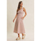in february - SOFT-GLOW COTTON BLEND LUREX STRIPE FIT AND FLARE MIDI DRESS: RED / L