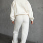 Fleece Crew Neck Pullover Sweatshirt: WHITE