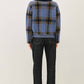 Be Cool - PLAID ZIP UP SWEATER JACKET : BLUE / M