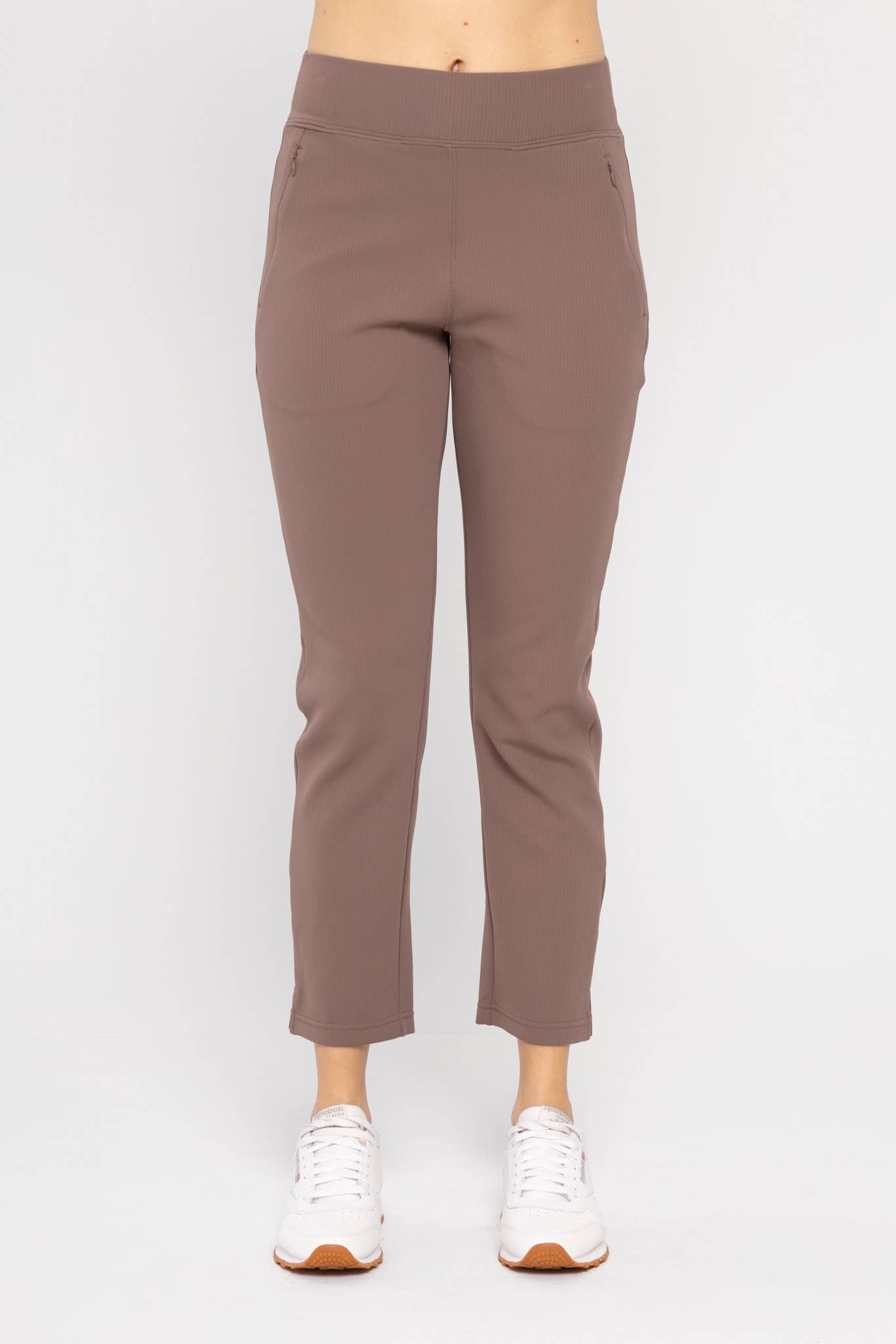 Jacquard Ribbed Tapered Pant: DEEP TAUPE