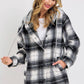 Classic Plaid Hooded Shacket: IVORY/BLACK