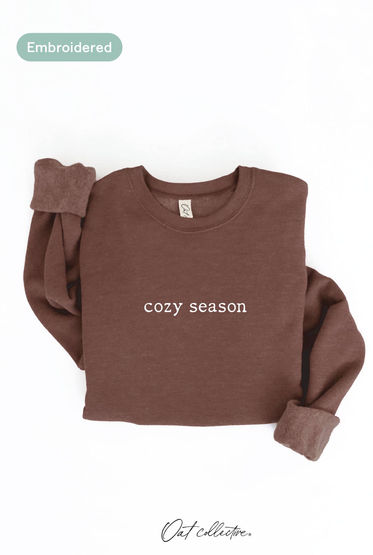 OAT COLLECTIVE - EMBROIDERED COZY SEASON Sweatshirt : VINTAGE WHITE LONG SLEEVE / S