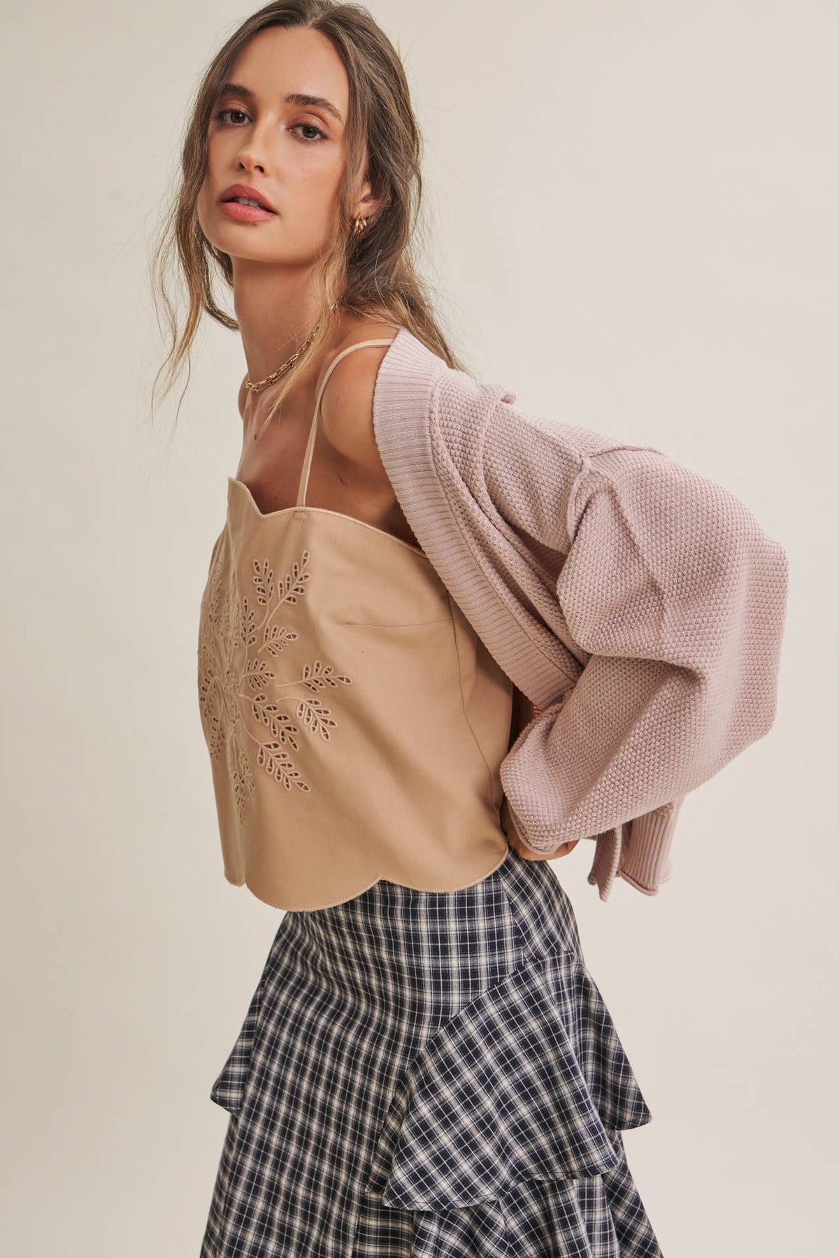 in february - EVERYDAY ESEENTIAL EASY LAYERING BALLOON SLV WAFFLE CARDIGAN: ROSEWOOD / S