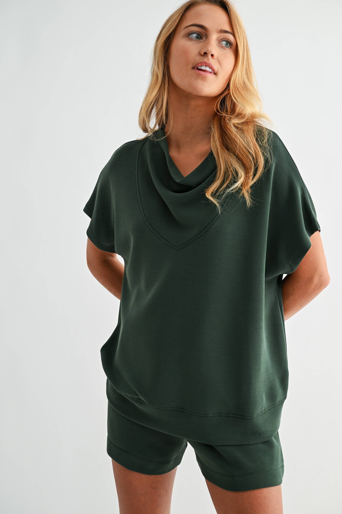 Laguna Cowl Neck Top: NATURAL