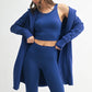 Open Front Longline Hoodie Cardigan: BLUE DEPTH
