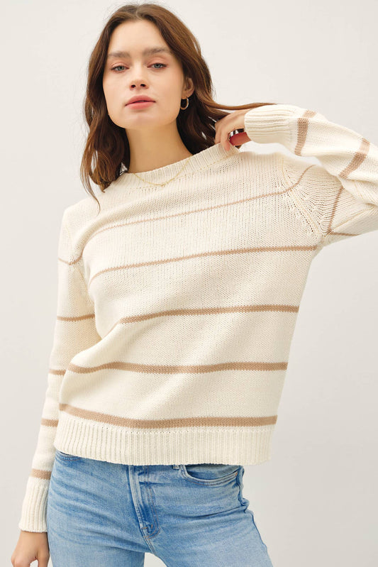 Gradient Width Stripe Sweater: Ivory