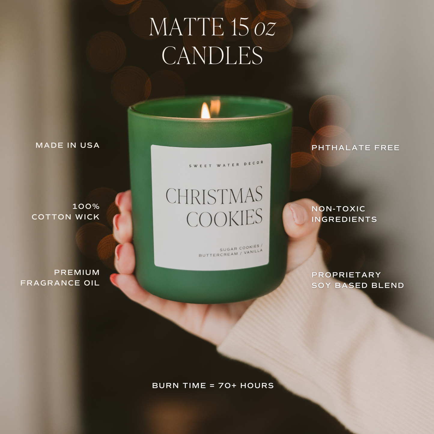 Candle: Santa's Workshop 15 oz Soy Candle, Green Matte Jar