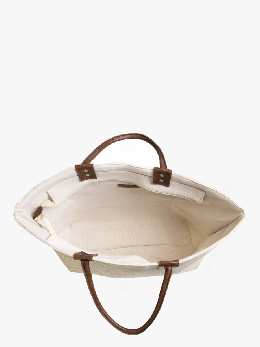 Hazel Large Straw Tote w/ Dual Handles: TAN