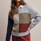 Forte - Colorblock Mixed Stripe Knit Sweater FSW0099: Blue Multi / Contemporary / S