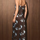 Spaghetti Strap Fold Detail Midi Dress: BROWN-LT BLUE FLORAL