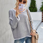 Casual Crew Neck Pullover Long Sleeve Sweater: KHAKI