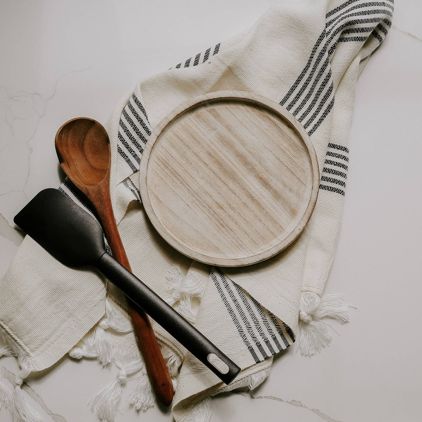 Rustic Round Wood Tray - 7x7x8